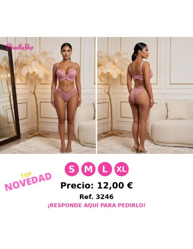 Set de Sujetador y Braguita con Detalles de Tiras y Encaje