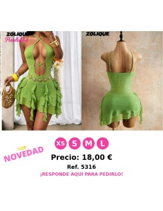 Vestido mini de encaje con cuello de collar con lazo