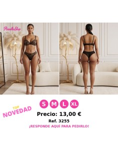 Conjunto de Lencería Clásica de Encaje en Color Negro
