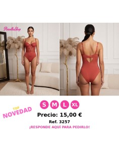 Bodysuit Íntimo Color Teja con Copas y Escote en la Espalda