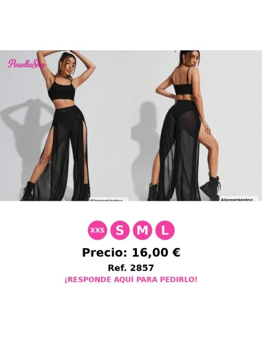 Conjunto top de tirantes unicolor con pantaloens de muslo con abertura