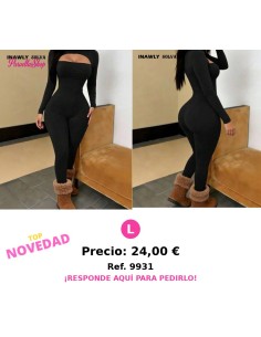 Mono de manga larga con diseño calado negro