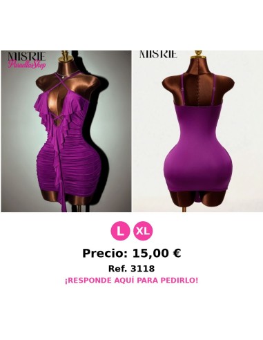 Vestido mini con escote halter y bajo con ondas