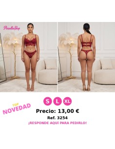 Conjunto de Lencería de Encaje en Tono Rojo Vino