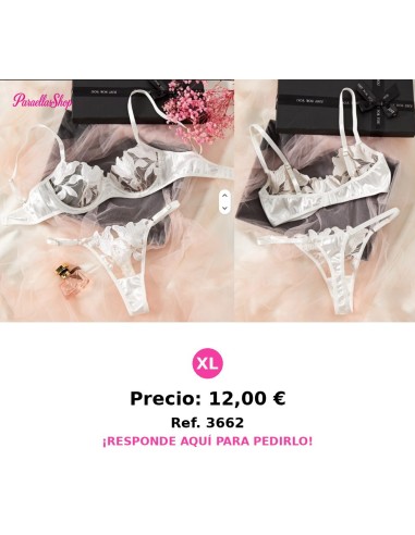 Conjunto De Lencería Sexy De Malla Bordada