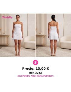 Mini Vestido Strapless con Drapeado Asimétrico