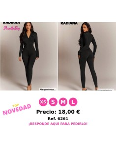 Mono de manga larga con cremallera frontal sexy
