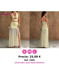 Vestido con cuello halter de escote profundo en V,