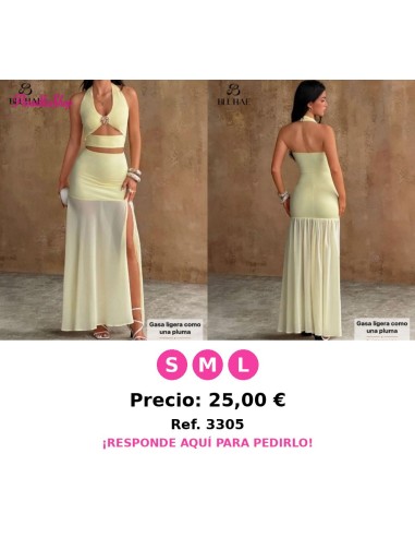 Vestido con cuello halter de escote profundo en V,