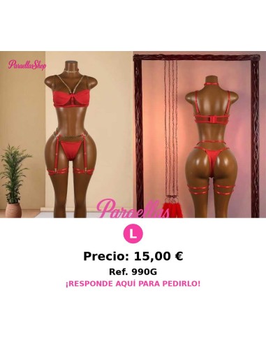 Nuevo conjunto lencería roja de moda
