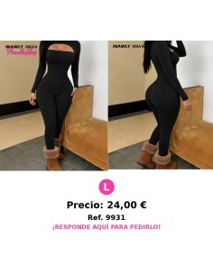 Mono de manga larga con diseño calado negro