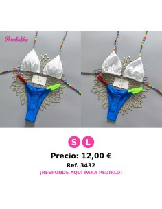 bikini con tanga de color liso y cordones