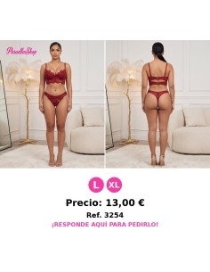 Conjunto de Lencería de Encaje en Tono Rojo Vino