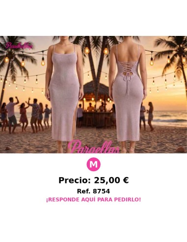 Vestido lila largo ajustado con espalda lace-up