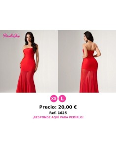 Vestido largo con empalmes - VESTIDO ROJO LARGO STRAPLESS