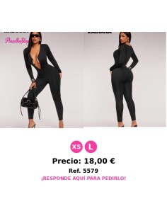 Mono ajustado sexy casual negro, mono de punto de alta elasticidad