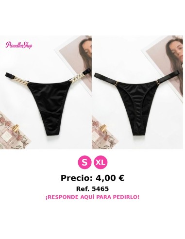 Tanga negra lisa con pedrería brillante