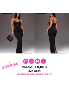 Vestido sexy elegante único de encaje negro con patchwork