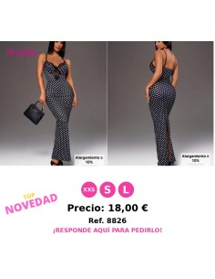 Vestido camisero ajustado de mujer con estampado de lunares