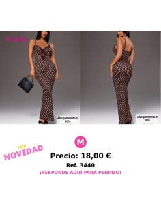 Vestido ajustado negro con estampado de lunares,