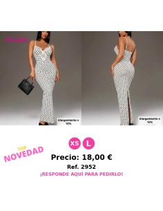 Vestido ajustado con estampado de lunares blanco