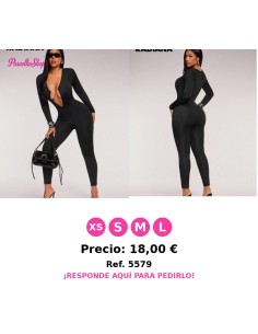 Mono ajustado sexy casual negro, mono de punto de alta elasticidad
