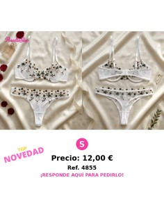 Conjunto de lenceria bordados en los tonos verdes y marrones