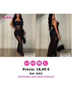 Vestido transparente de unicolor sin tirantes y sin mangas