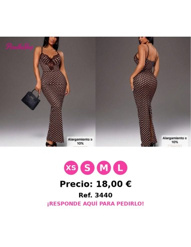 Vestido ajustado negro con estampado de lunares,
