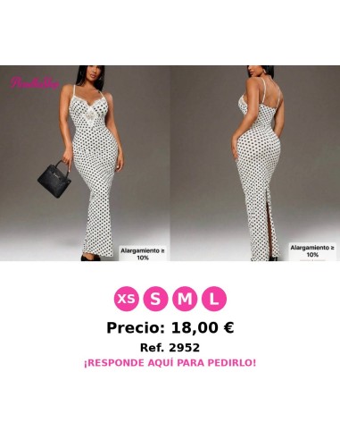 Vestido ajustado con estampado de lunares blanco