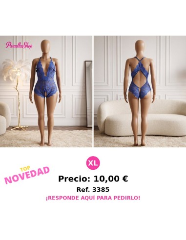 Body Lencero de Encaje Floral en Azul Cobalto con Espalda Descubierta