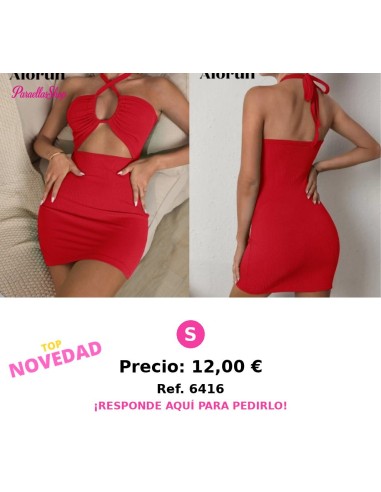 Vestido ajustado de cuello halter de espalda abierta