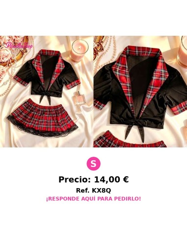 Conjunto de lencería de uniforme a cuadros
