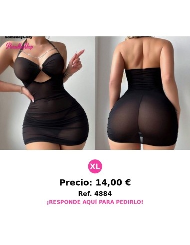 Camisón sexy de malla hueca
