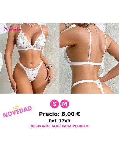 Conjunto de lenceria Triangular con Encaje y Estampado